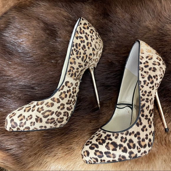 Wild Pair Leather / Pony Hair Leopard Heels Sz 7 - Picture 3 of 13